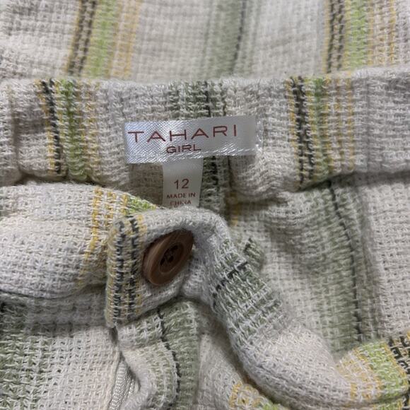Tahari Girls Sz 12 Striped Cotton Boho Cargo Pants Bohemian Wide Summer Beach - Picture 5 of 6